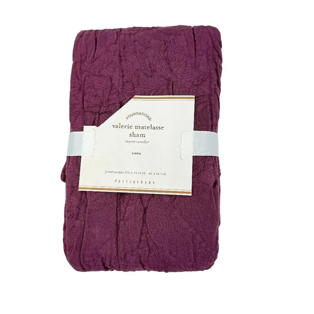 Pottery Barn Valerie matelasse burgundy floral euro sham 26